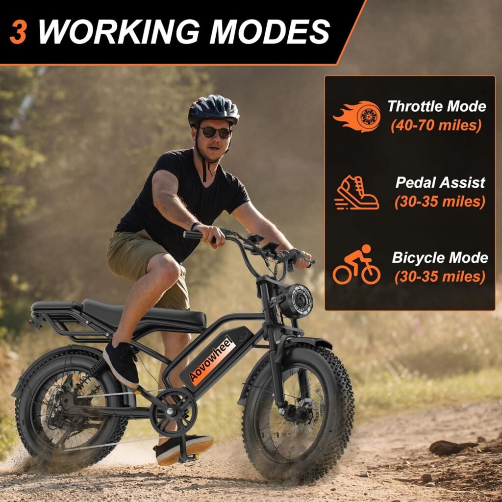 Aovowheel electric bike riding on mixed terrain