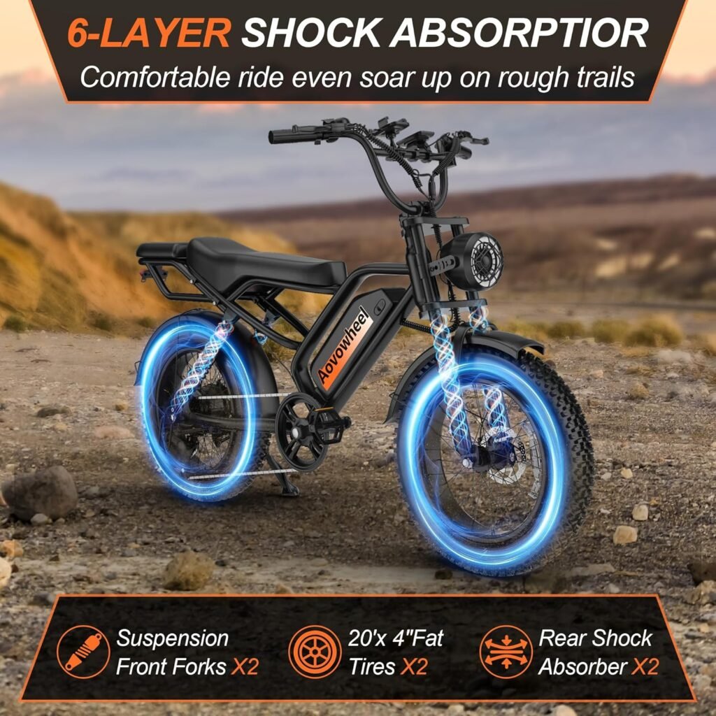 Aovowheel electric bike dual disc brakes detail