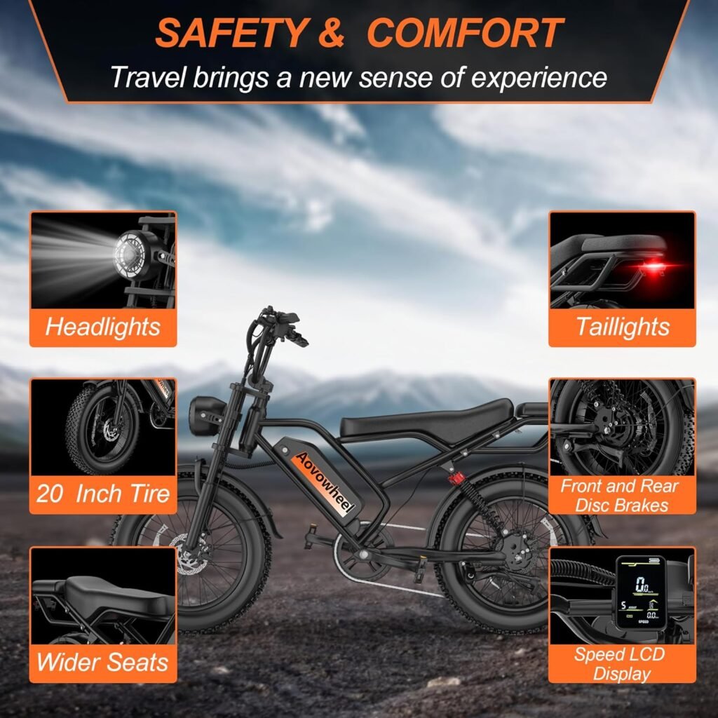 Aovowheel electric bike LCD display and handlebar
