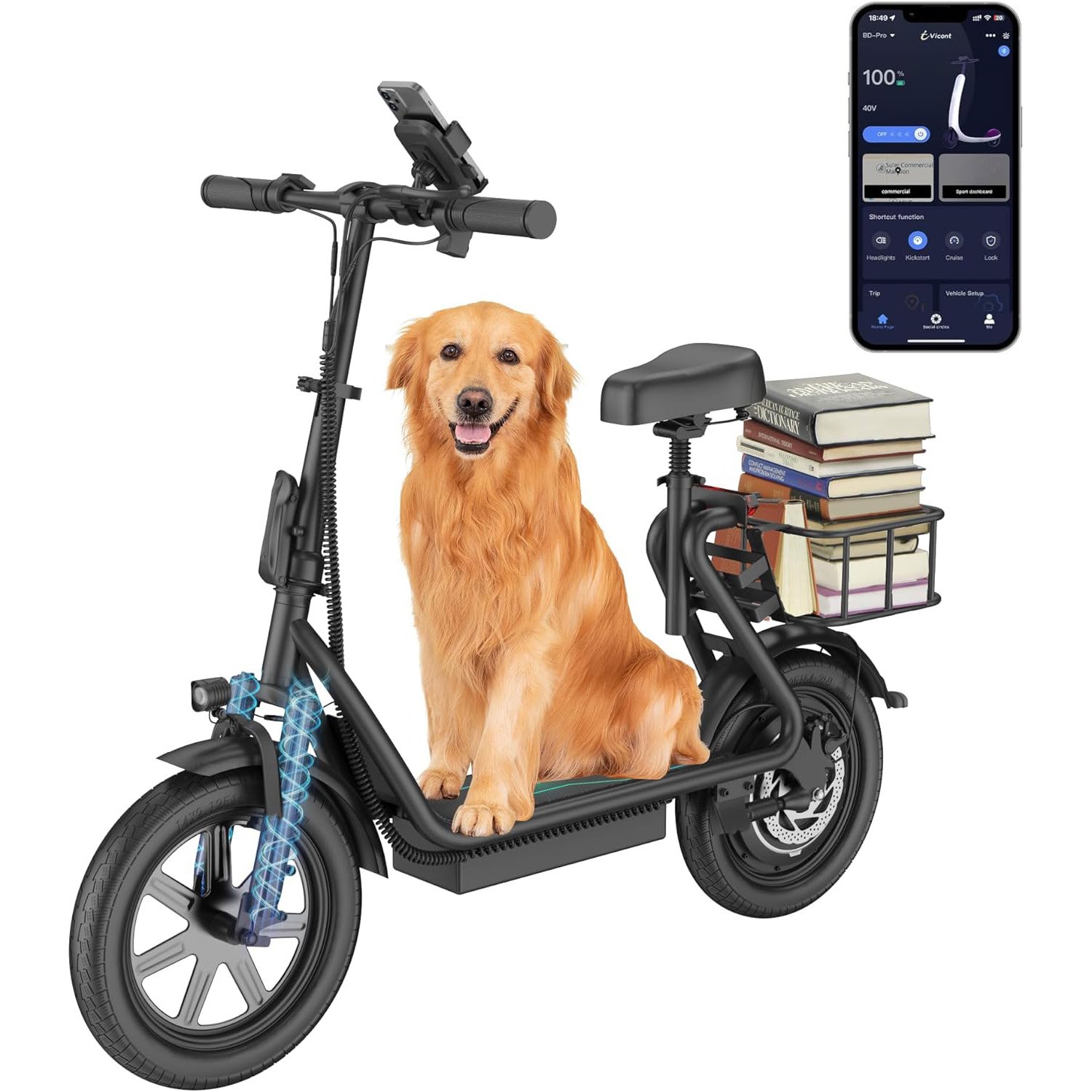 Aovowheel Electric Scooter for Adults,  Comfort Model Y16. Pet-friendly
