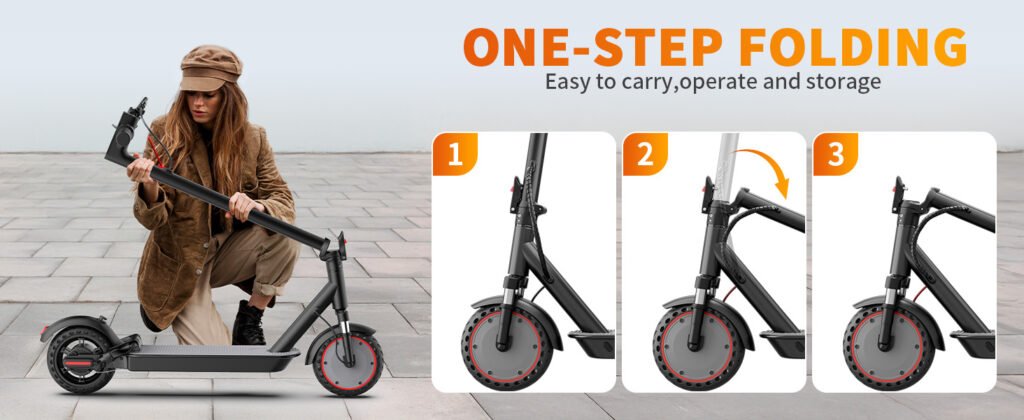 Aovowheel electric scooter folded for easy storage