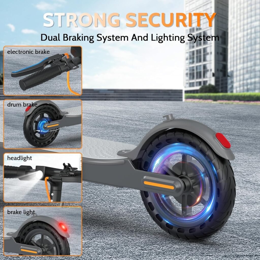 Aovowheel electric scooter commuting in city environment