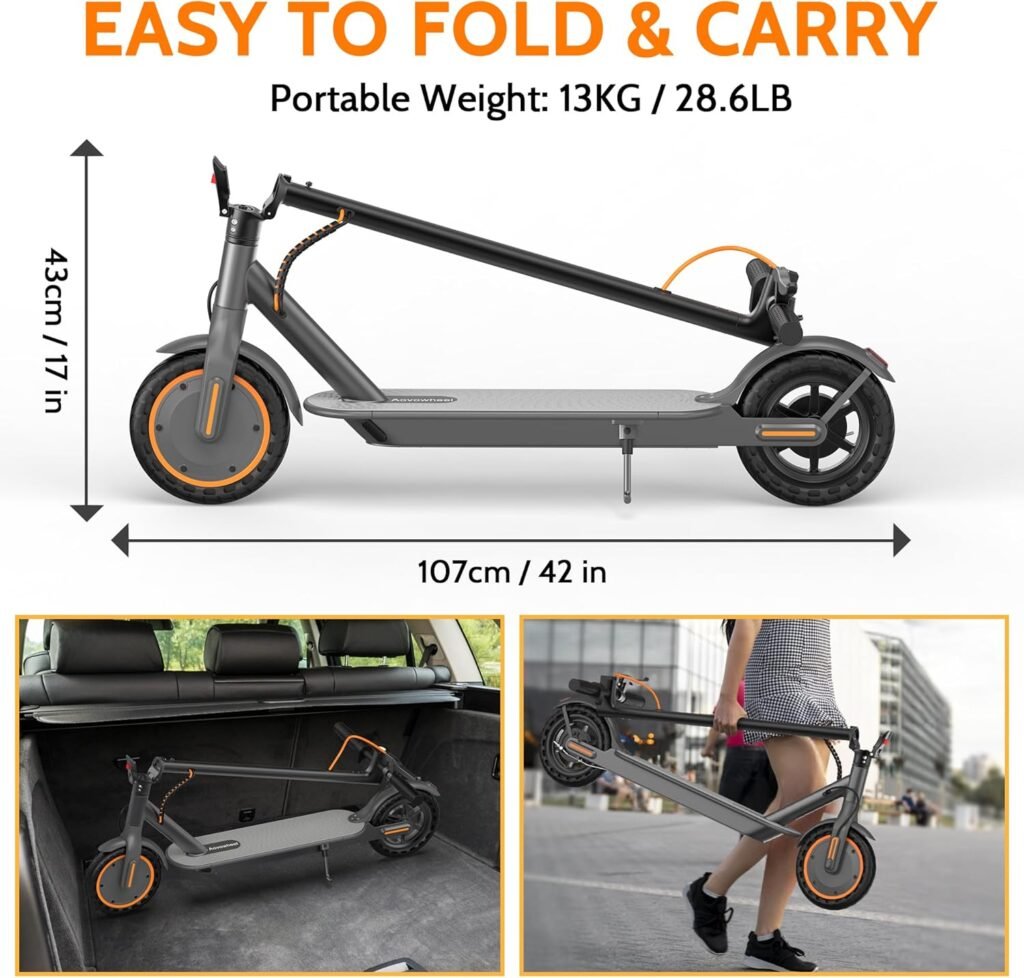 Aovowheel electric scooter folding mechanism close up